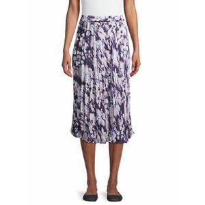 Time and Tru Women’s Mid Length Crinkle Skirt in Dark Iris Ikat Print